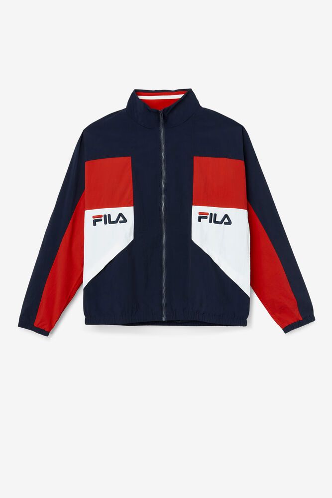 Fila Jacket Obasi Wind Mens Navy/Red/White - India EQL-276843